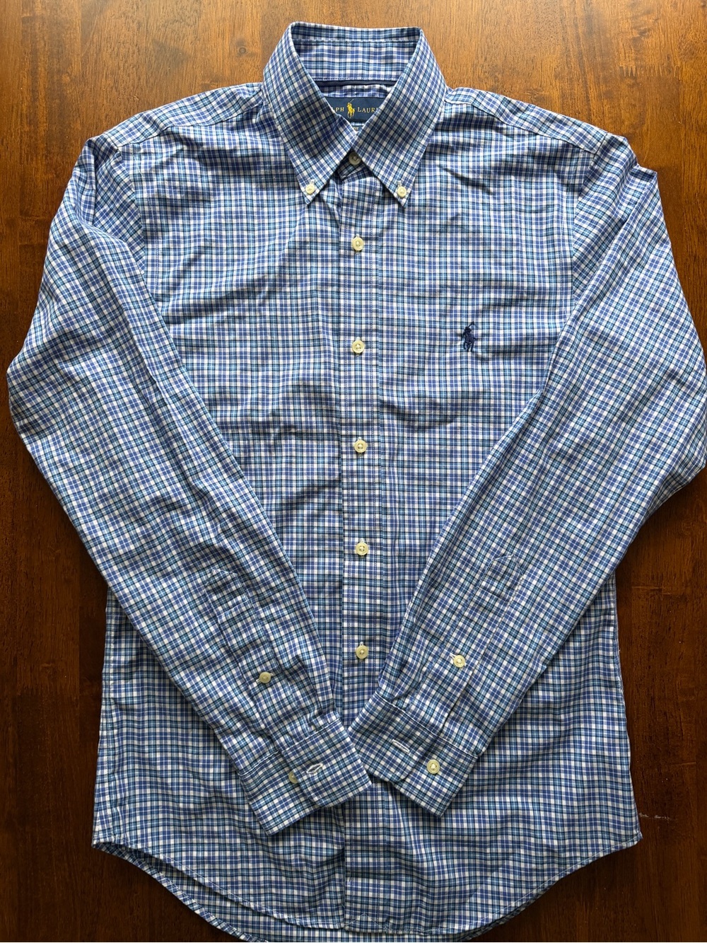Polo Ralph Lauren Slim Fit Blue Plaid Button Down Shirt Men’s S